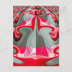 beautiful Red ash grey geometric motif ART design Postcard