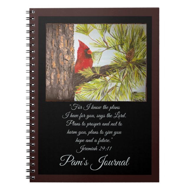 Beautiful Red Bird Christian  Notebook (Front)