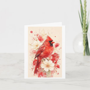 beautiful red bird on a card