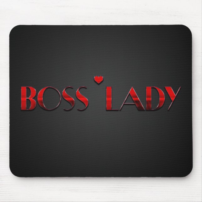 Beautiful Red Boss Lady Text with Carbon Mouse Pad (Front)