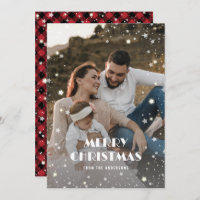 Beautiful Red Buffalo Plaid Snow Starry Photo