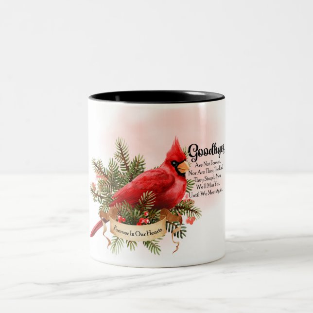 Beautiful Red Cardinal/Bereavement Two-Tone Coffee Mug (Center)