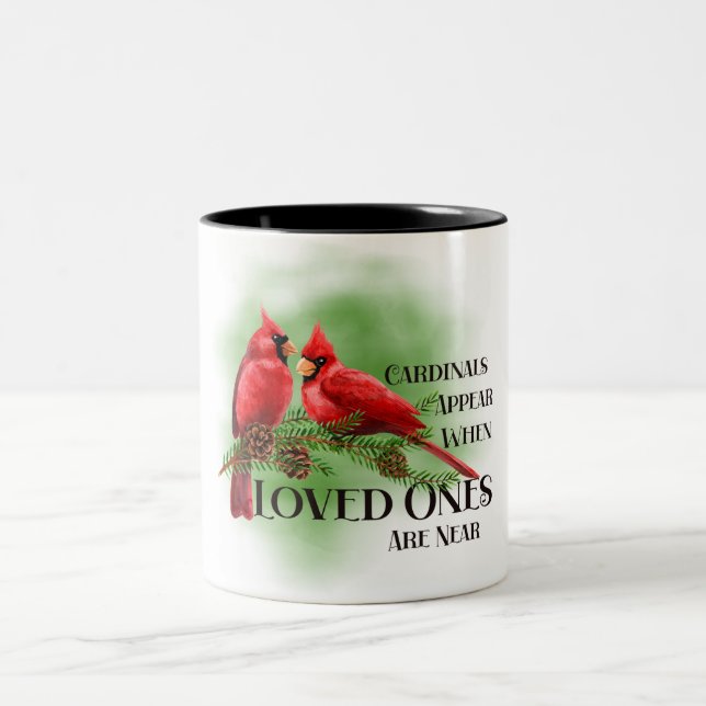 Beautiful Red Cardinal/Bereavement Two-Tone Coffee Two-Tone Coffee Mug (Center)