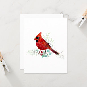 Beautiful Red Cardinal Watercolor Note Card
