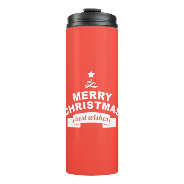 Beautiful Red Cute Christmas Best Wishes Thermal Tumbler (Front)