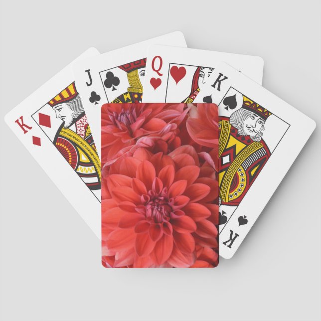 Beautiful red dahlia flowers playing cards (Back)