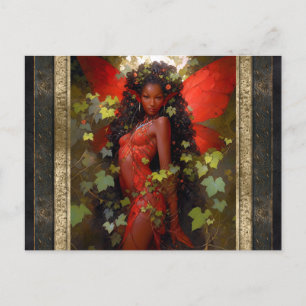 Beautiful Red Fairy Woman Fantasy Art Postcard