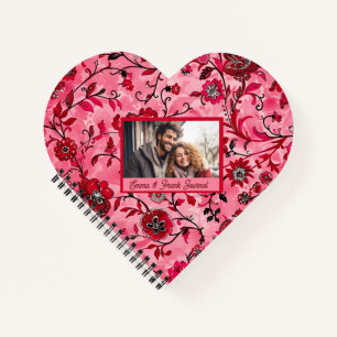 Beautiful Red Floral Custom Personalised Notebook