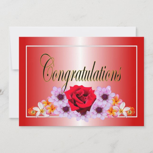 Beautiful red floral design congratulations invitation (Front)