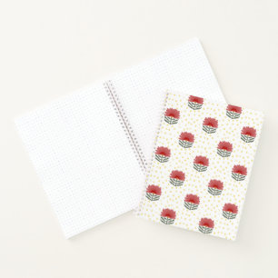 Beautiful red floral yellow dot journal