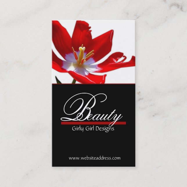 Beautiful Red Flower 2 Business Cards (Front)