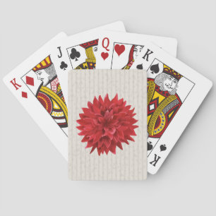 Beautiful Red Flower Over Beige Backgrround Playing Cards