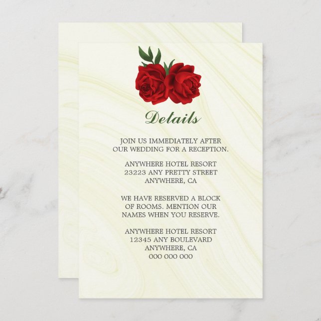 beautiful red flowers greenery details enclosure card (Front/Back)