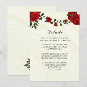 beautiful red flowers greenery details  enclosure card