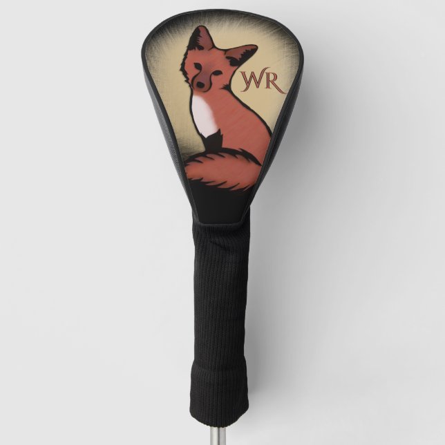 Beautiful Red Fox Monogrammed  Golf Head Cover (Front)