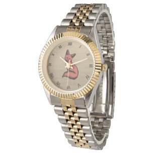 Beautiful Red Fox Roman Numerals Watch