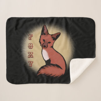 Beautiful Red Foxy Fox Black Sherpa Blanket