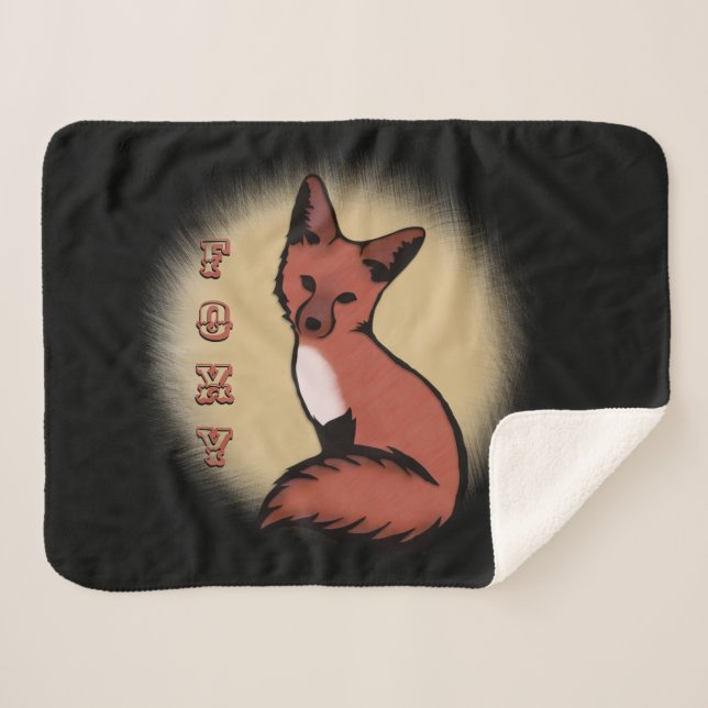 Beautiful Red Foxy Fox Black Sherpa Blanket (Front (Horizontal))