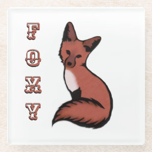 Beautiful Red Foxy Fox Glass Coaster