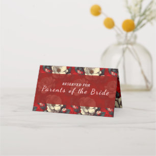 Beautiful Red Gardenias Accent Retro Wedding Place Card