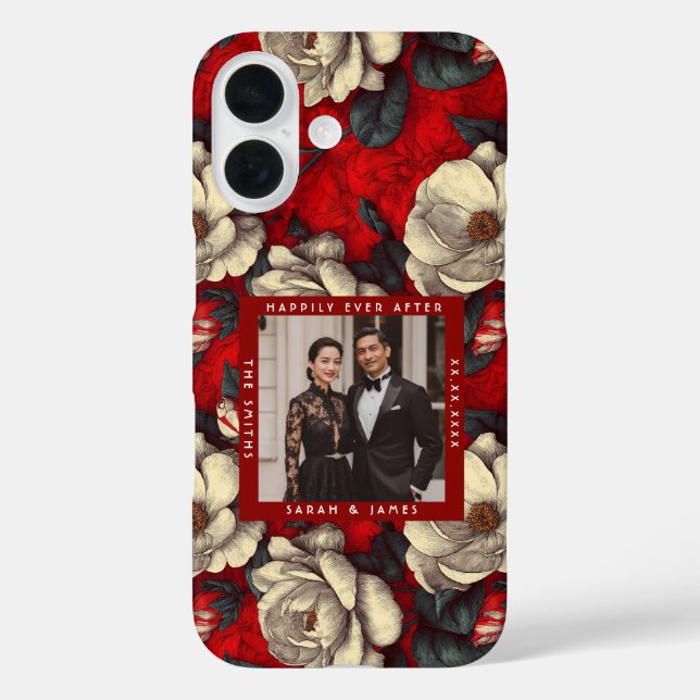 Beautiful Red Gardenias Petal Boho Wedding Case-Mate iPhone Case (Back)