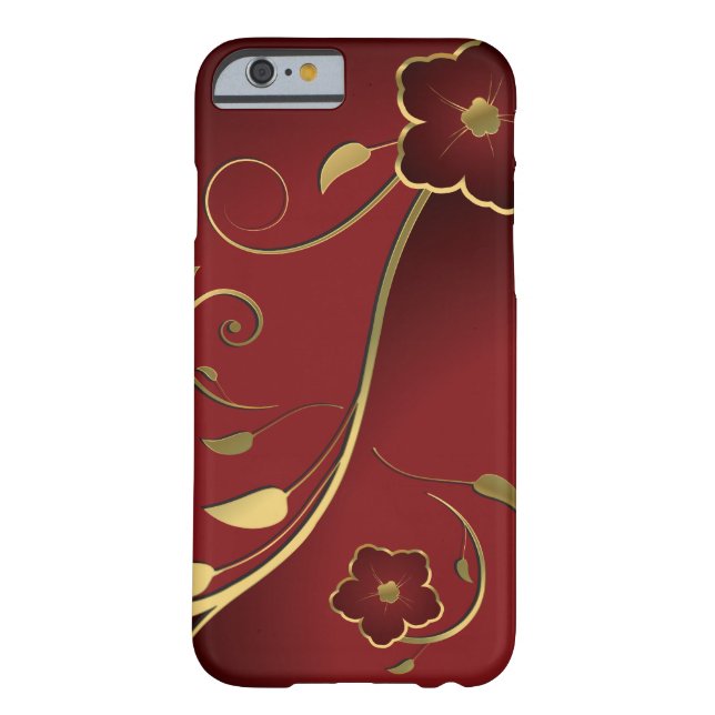Beautiful Red & Gold Floral Fine Art Case-Mate iPhone Case (Back)