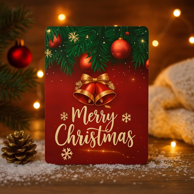 Beautiful Red Gold Merry Christmas Wishing Card (Creator Uploaded)
