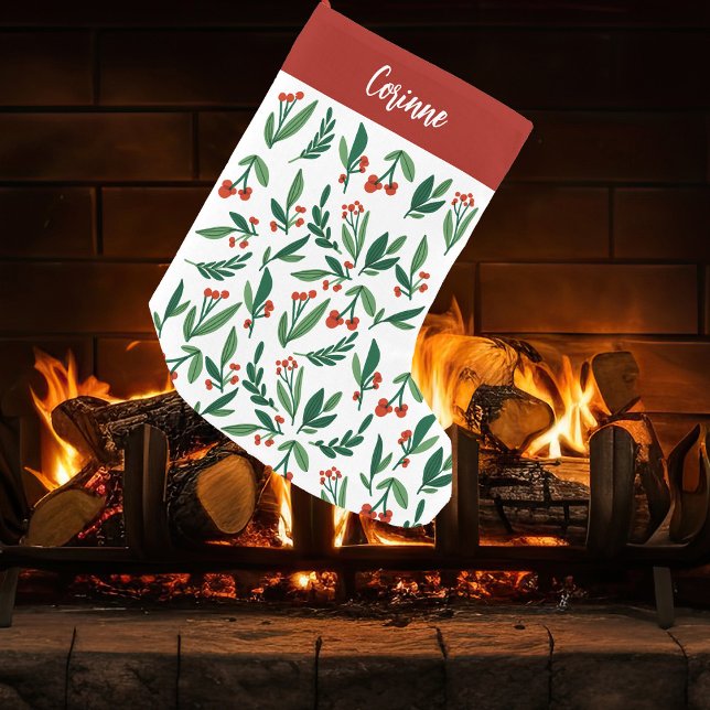 Beautiful Red Green Holly Berry Personalised Small Christmas Stocking (Creator Uploaded)