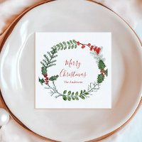 Beautiful Red & Green Watercolor Christmas Wreath