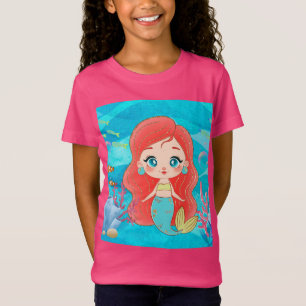 Beautiful RED HAIR mermaid playing in the sea T-Shirt