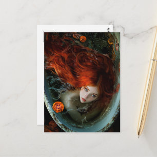 Beautiful Red Haired Mermaid in a Bathtub Postcard