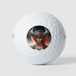 Beautiful Red Haired Nordic Warrior Golf Balls