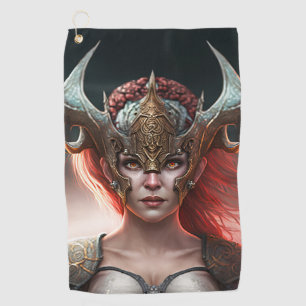 Beautiful Red Haired Nordic Warrior Golf Towel