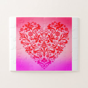 Beautiful red heart art jigsaw puzzle