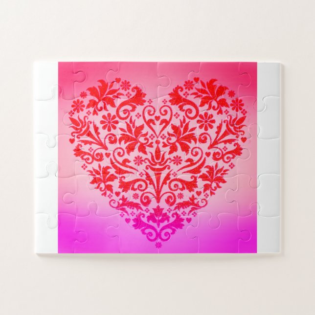 Beautiful red heart art jigsaw puzzle (Horizontal)