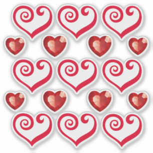 Beautiful Red Hearts Clear Transparent Stickers