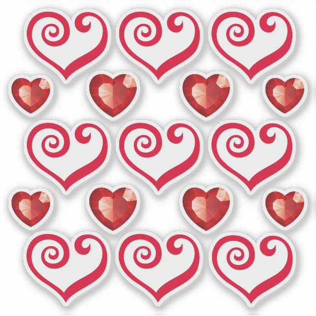 Beautiful Red Hearts Clear Transparent Stickers (Front)