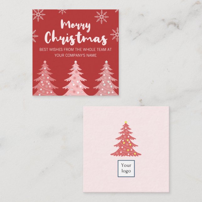 beautiful red holiday square business card (Front/Back)