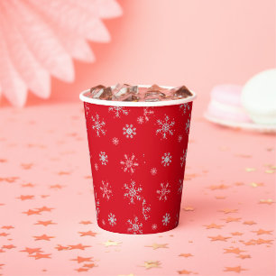 Beautiful Red illustrative snowflake Red Backgroun Paper Cups