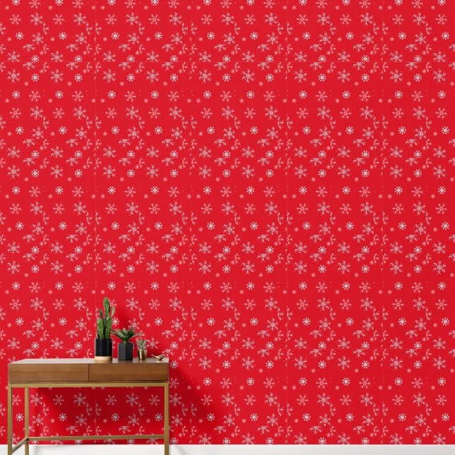 Beautiful Red illustrative snowflake Red Backgroun Wallpaper (Hallway)