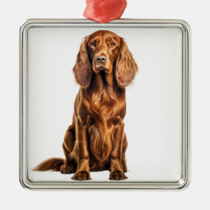 BEAUTIFUL RED IRISH SETTER DOG METAL TREE DECORATION