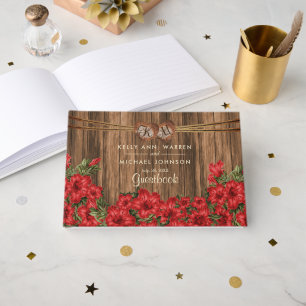 Beautiful Red Lily Flowers on Wood - Guestbook