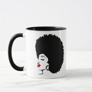 Beautiful Red Lip Afro Mug