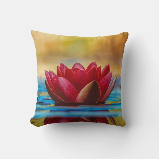 Beautiful Red Lotus , Zen  Cushion (Front)