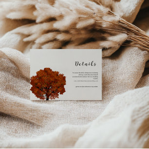 Beautiful Red Maple Wedding Details Card