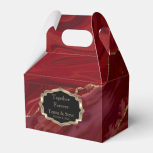 Beautiful Red Marble and Gold Favour Box