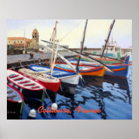 Beautiful Red Orange Blue Green Boats in Collioure