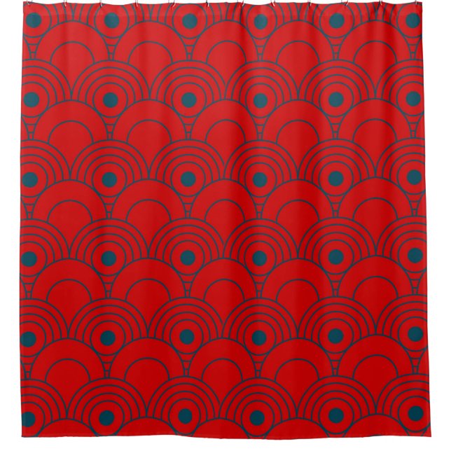 Beautiful Red Pattern Shower Curtain (Front)