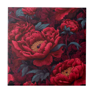 Beautiful Red Peonies Tiles For Backsplash