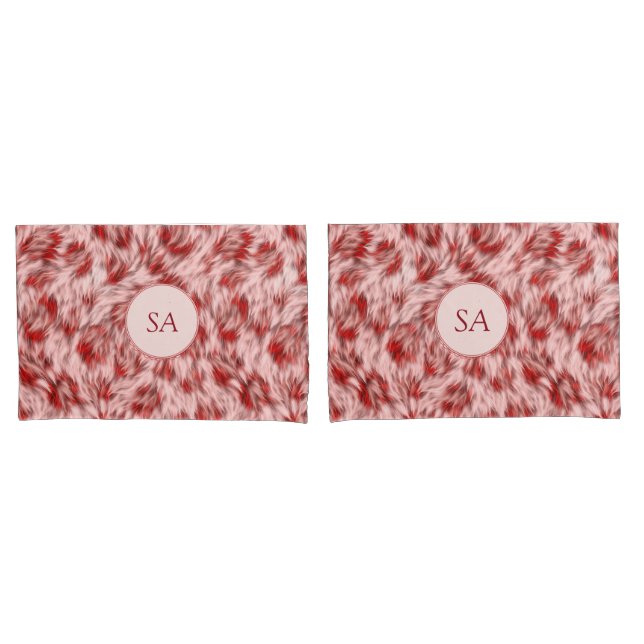 Beautiful Red & Pink Monogramed Pillow Cases (Front-Set)